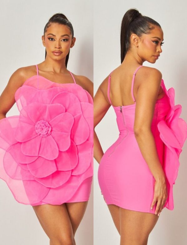 Vestido Neón Rosa Flor - Imagen 2