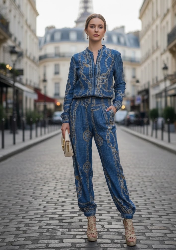 Set de paris azul estampado LUMIER