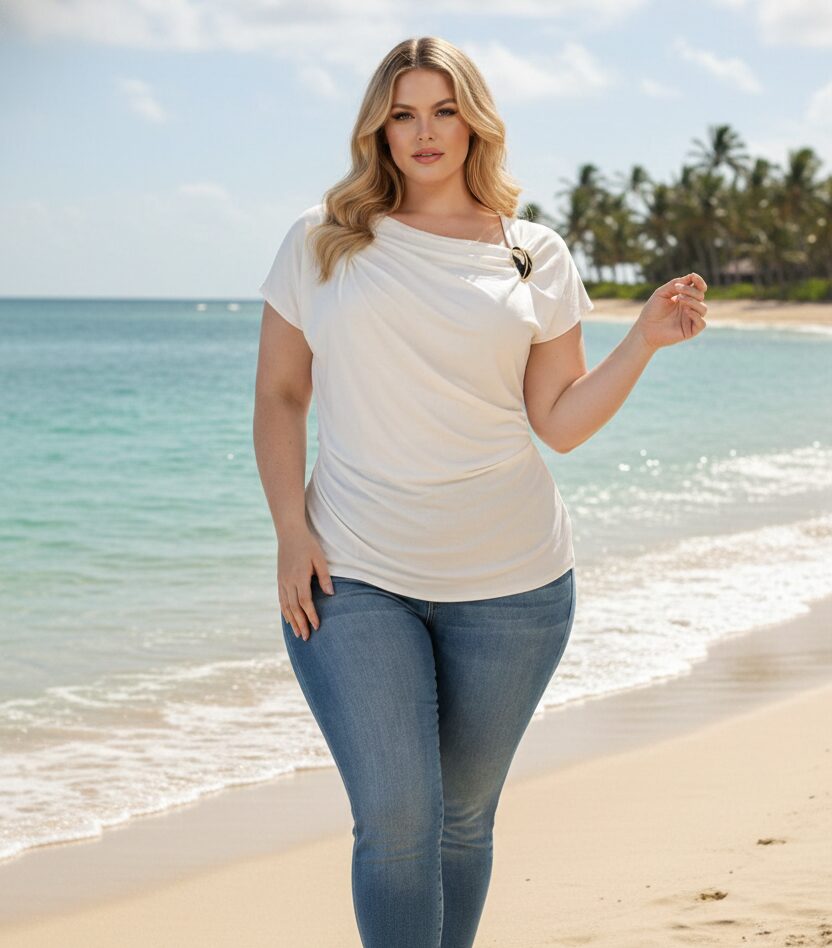 Blusa blanca curvy solaria