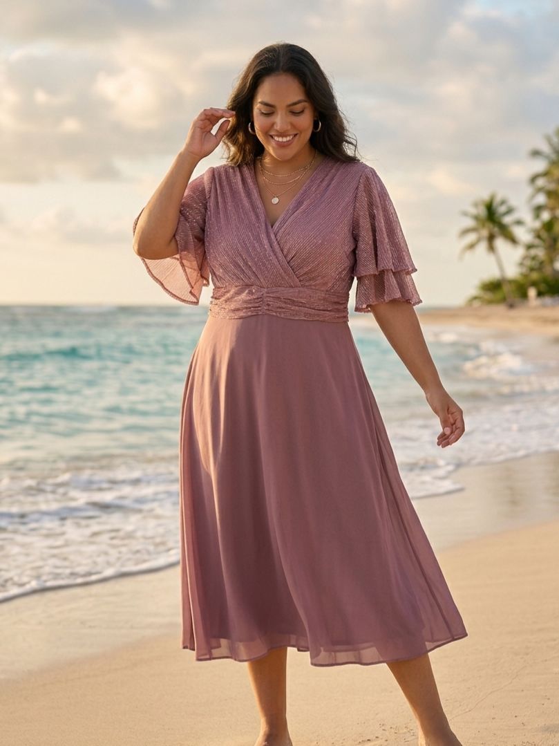 Vestido mauve elegante solaria