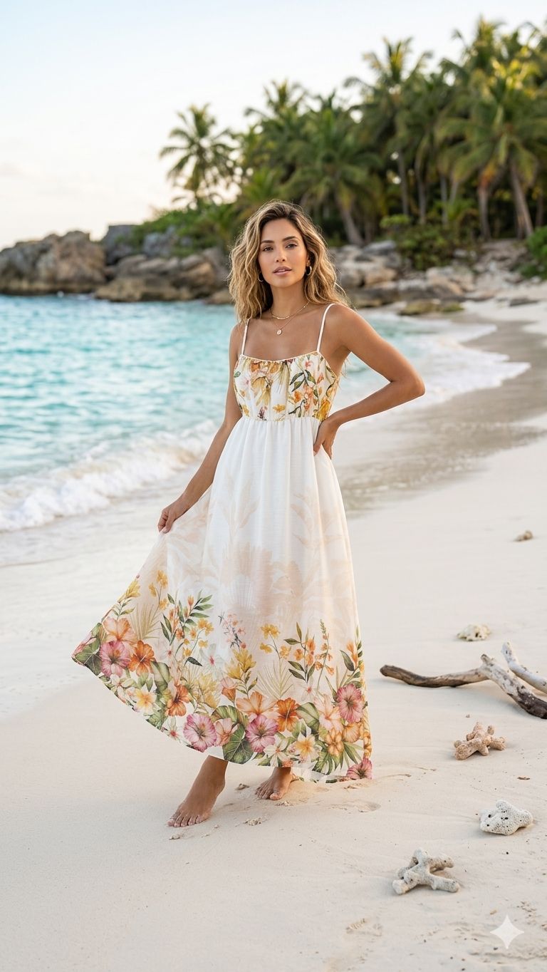 Vestido Blanco Floreado Solaria